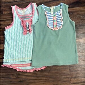 Matilda Jane Mint Green & Aqua Ruffle Tank Tops - Pair